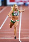 14 August 2014; Ireland's Kelly Proper during her semi-final of the women's 200m event where she finished 5th in a time of 23.15. European Athletics Championships 2014 - Day 3. Letzigrund Stadium, Zurich, Switzerland. Picture credit: Stephen McCarthy / SPORTSFILE