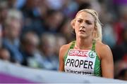 14 August 2014; Ireland's Kelly Proper following her semi-final of the women's 200m event where she finished 5th in a time of 23.15. European Athletics Championships 2014 - Day 3. Letzigrund Stadium, Zurich, Switzerland. Picture credit: Stephen McCarthy / SPORTSFILE