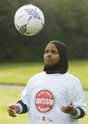 18 October 2006; At a photocall to launch the FAI's Football Against Racism in Europe (FARE) week was Huda AbdiHassir Dahir, aged 10, from St.Gabriels NS, Dublin. The FAI encourages all members of the association to make strong efforts to contribute actively to this anti-racism campaign in football. Merrion Square, Dublin. Picture credit: David Maher / SPORTSFILE