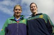 21 October 2006; Kerry players Sarah O'Connor, left, and Grainne Ni Fhlathartha at Irish team training ahead of the first ever International Rules series between Ireland and Australia. The first test takes place in Breffni Park on Tuesday October 31st at 4.30pm. Virginia, Co. Cavan. Picture credit: Ray Lohan / SPORTSFILE