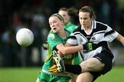 22 October 2006; Laura Askin, Emyvale, in action against Dervla Murtagh, Lissummon. Vhi Healthcare Ladies Ulster Junior Club Football Final, Lissummon (Armagh) v Emyvale (Monaghan), Fintona, Co. Tyrone. Picture credit: Oliver McVeigh / SPORTSFILE