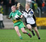 22 October 2006; Naomi Loughran, Lissummon, in action against Brenda McAnespie, Emyvale. Vhi Healthcare Ladies Ulster Junior Club Football Final, Lissummon (Armagh) v Emyvale (Monaghan), Fintona, Co. Tyrone. Picture credit: Oliver McVeigh / SPORTSFILE