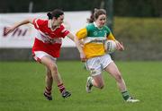 22 October 2006; Gemma Begley, Carrickmore, in action against Fiona Courtney, Donaghmoyne. Vhi Healthcare Ladies Ulster Senior Club Football Final, Carrickmore, Tyrone, v Donaghmoyne, Monaghan. Fintona, Co. Tyrone. Picture credit: Oliver McVeigh / SPORTSFILE