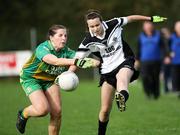 22 October 2006; Laura Askin, Emyvale, in action against Ailis O'Brien, Lissummon. Vhi Healthcare Ladies Ulster Junior Club Football Final, Lissummon, Armagh, v Emyvale, Monaghan, Fintona, Co. Tyrone. Picture credit: Oliver McVeigh / SPORTSFILE
