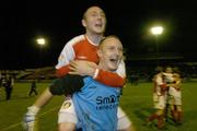 27 October 2006; St. Patrick's Athletic's Barry Ryan, right, with team-mate Mark Quigley celebrate at the end of the game. Carlsberg FAI Cup, Semi-Final, St. Patrick's Athletic v Shamrock Rovers, Tolka Park, Dublin. Picture credit: David Maher / SPORTSFILE