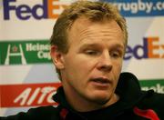 27 October 2006; Director of Rugby Ulster Mark McCall at the after match Press conference. Heineken Cup 2006-2007, Pool 5, Round 2, Llanelli Scarlets v Ulster, Stradey Park, Llanelli, Wales. Picture credit: Oliver McVeigh / SPORTSFILE
