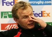 27 October 2006; Director of Rugby Ulster Mark McCall at the after match Press conference. Heineken Cup 2006-2007, Pool 5, Round 2, Llanelli Scarlets v Ulster, Stradey Park, Llanelli, Wales. Picture credit: Oliver McVeigh / SPORTSFILE
