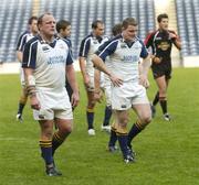 29 October 2006; Will Green, left, and Brian O'Driscoll, Leinster, walk off the pitch after defeat to Edinburgh Gunners. Heineken Cup 2006-2007, Pool 2, Round 2, Edinburgh Gunners v Leinster, Murrayfield Stadium, Edinburgh, Scotland. Picture credit: Damien Eagers / SPORTSFILE