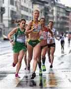 16 August 2014; Remalda Kergyte of Lithuania and Sarah Mulligan of Ireland, left, during the women's marathon. European Athletics Championships 2014 - Day 5. Zurich, Switzerland. Picture credit: Stephen McCarthy / SPORTSFILE
