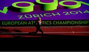 16 August 2014; Vilde Jakobsen Svortevik of Norway competes in the women's 4x400m qualifying. European Athletics Championships 2014 - Day 5. Letzigrund Stadium, Zurich, Switzerland. Picture credit: Stephen McCarthy / SPORTSFILE
