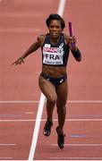 16 August 2014; Stella Akakpo of France during the women's 4x100m relay event. European Athletics Championships 2014 - Day 5. Letzigrund Stadium, Zurich, Switzerland. Picture credit: Stephen McCarthy / SPORTSFILE