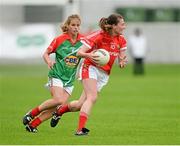 16 August 2014; Annie Walsh Cork, in action against Caoilfhionn Connelly, Mayo. TG4 All-Ireland Ladies Football Senior Championship, Quarter-Final, Cork v Mayo, O'Connor Park, Tullamore, Co. Offaly. Picture credit: Piaras O Midheach / SPORTSFILE