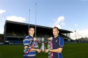26 October 2006; Jonathan Sexton, St. Mary's College, left, and Niall Ronan, Lansdowne Rugby Club, at a photocall to announce the results of the AIB Senior Cup and AIB Junior Cup draws. The AIB Cup and AIB Junior Cup are the leading All-Ireland club knockout competitions in Irish Rugby. They consist of representatives from each of the four provinces – Connacht, Leinster, Munster and Ulster. Guinness East Stand, Lansdowne Road, Dublin. Picture credit: Matt Browne / SPORTSFILE