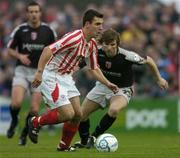 29 October 2006; Gavin Peers, Sligo Rovers, in action against Pat McCourt, Derry City. Carlsberg FAI Cup, Semi-Final, Derry City v Sligo Rovers, The Showgrounds, Sligo, Co Sligo. Picture credit: David Maher / SPORTSFILE