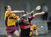 29 October 2006; Séan Murphy, Mount Leinster Rangers, in action against Séamus Keeley, Craobh Chiarain. AIB Leinster Senior Club Hurling Championship First Round, Craobh Chiarain v Mount Leinster Rangers, Parnell Park, Dublin. Picture credit: Ray Lohan / SPORTSFILE