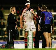 27 October 2006; Justin Harrison, Ulster, being treated by Dr David Irwin. Heineken Cup 2006-2007, Pool 5, Round 2, Llanelli Scarlets v Ulster, Stradey Park, Llanelli, Wales. Picture credit: Oliver McVeigh / SPORTSFILE