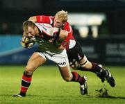 3 November 2006; Roger Wilson, Ulster, is tackled by Andy Miller, Border Reivers. Magners League, Ulster v Border Reivers, Ravenhill Park, Belfast. Picture credit: Oliver McVeigh / SPORTSFILE