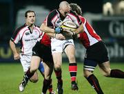 3 November 2006; Andrew Maxwell, Ulster, is tackled by Simon Danielli and Ben MacDougall, Border Reivers. Magners League, Ulster v Border Reivers, Ravenhill Park, Belfast. Picture credit: Oliver McVeigh / SPORTSFILE