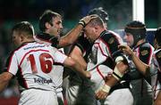 3 November 2006; Kieran Dawson, Ulster, left, congratulates Justin Fitzpatrick after his try. Magners League, Ulster v Border Reivers, Ravenhill Park, Belfast. Picture credit: Oliver McVeigh / SPORTSFILE