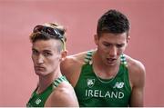17 August 2014; Ciarán Ó Lionáird, left, and Paul Robinson of Ireland after the final of the men's 1500m event. European Athletics Championships 2014 - Day 6. Letzigrund Stadium, Zurich, Switzerland. Picture credit: Stephen McCarthy / SPORTSFILE