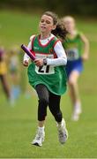 17 August 2014; Ava Flynn, Mayo, crosses the finish line to finish in second place in the Girls U12 Mixed Distance Relay Final event. HSE Community Games August Festival 2014, Athlone Institute of Technology, Athlone, Co. Westmeath. Picture credit: Pat Murphy / SPORTSFILE