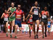 17 August 2014; Paul Robinson of Ireland crosses the line in fourth place during the final of the men's 1500m event behind race winner Mahiedine Mekhissi-Benabbad of France and second place Henrik Ingebrigtsen of Norway. European Athletics Championships 2014 - Day 6. Letzigrund Stadium, Zurich, Switzerland. Picture credit: Stephen McCarthy / SPORTSFILE