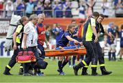 17 August 2014; France's Sandrine Agricole is stretchered off during the first half. 2014 Women's Rugby World Cup 3rd / 4th place Play-off, Ireland v France. Stade Jean Bouin, Paris, France. Picture credit: Aurelien Meunier / SPORTSFILE