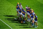 17 August 2014; The Tipperary team stand together during the national anthem. GAA Hurling All-Ireland Senior Championship Semi-Final, Cork v Tipperary. Croke Park, Dublin. Picture credit: Dáire Brennan / SPORTSFILE