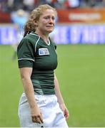 17 August 2014; Ireland's Grace Davitt dejected after the final whistle. 2014 Women's Rugby World Cup 3rd / 4th place Play-off, Ireland v France. Stade Jean Bouin, Paris, France. Picture credit: Aurelien Meunier / SPORTSFILE