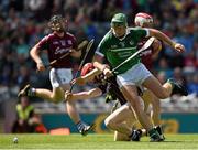 17 August 2014; Ronan Lynch, Limerick, in action against  Stephen Barrett, Galway. Electric Ireland GAA Hurling All Ireland Minor Championship Semi-Final, Galway v Limerick. Croke Park, Dublin. Picture credit: Ray McManus / SPORTSFILE