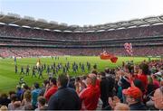 17 August 2014; The Cork and Tipperary teams on parade before the game. GAA Hurling All-Ireland Senior Championship Semi-Final, Cork v Tipperary. Croke Park, Dublin. Picture credit: Ray McManus / SPORTSFILE