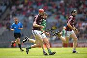 17 August 2014; Barry Murphy, Limerick, in action against Oisin Coyle and Stephen Barrett, Galway. Electric Ireland GAA Hurling All Ireland Minor Championship Semi-Final, Galway v Limerick. Croke Park, Dublin. Picture credit: Ray McManus / SPORTSFILE
