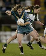 31 October 2006; Shelley Matcham, Australia, in action against Patricia Gleeson, Ireland. Ladies International Rules Series 2006, First Test, Ireland v Australia, Kingspan Breffni Park, Cavan. Picture credit: Brian Lawless / SPORTSFILE