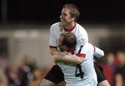 20 October 2006; Philip Hughes, Dundalk, celebrates with team-mate Paul Marney, 4, after scoring a goal. eircom League, Division 1, Galway United v Dundalk, Terryland Park, Galway. Picture credit: Ray Ryan / SPORTSFILE