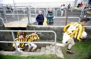 29 October 2006; Crossmaglen (Armagh) take the field to near empty terraces. AIB Ulster Senior Club Football Championship First Round, Gweedore (Donegal) v Crossmaglen (Armagh), Ballybofey, Co. Donegal. Picture credit: Oliver McVeigh / SPORTSFILE