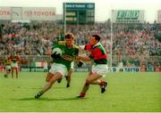 11 August 1996; Dara O Cinneide, Kerry, in action against Kenneth Mortimer, Mayo. 1996 GAA Football All-Ireland Senior Championship Semi-Final, Mayo v Kerry, Croke Park, Dublin. Picture credit: Ray McManus / SPORTSFILE
