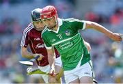 17 August 2014; Barry Nash, Limerick, in action against Cathal O'Reilly, Galway. Electric Ireland GAA Hurling All Ireland Minor Championship Semi-Final, Galway v Limerick. Croke Park, Dublin. Picture credit: Brendan Moran / SPORTSFILE