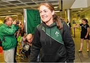 18 August 2014; Ireland captain Fiona Coghlan pictured in Dublin Airport on their return from the Women's Rugby World Cup in France. Dublin Airport, Dublin. Picture credit: Ramsey Cardy / SPORTSFILE
