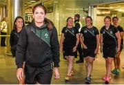 18 August 2014; Ireland captain Fiona Coghlan pictured in Dublin Airport on their return from the Women's Rugby World Cup in France. Dublin Airport, Dublin. Picture credit: Ramsey Cardy / SPORTSFILE