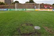 18 August 2014; The area of relaid turf surrounding the penalty spot, which was deemed unplayable by match referee Tom Connolly. SSE Airtricity League Premier Division, Bohemians v Shamrock Rovers, Dalymount Park, Dublin. Picture credit: David Maher / SPORTSFILE
