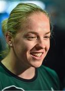 18 August 2014; Ireland's Niamh Briggs pictured in Dublin Airport on her return from the Women's Rugby World Cup in France. Dublin Airport, Dublin. Picture credit: Ramsey Cardy / SPORTSFILE