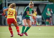 18 August 2014; Kate Dillon, Ireland, in action against Gloria Comerma Broto, Spain. Women's 2 x 3 Nations tournament, Ireland v Spain, National Hockey Stadium, UCD, Dublin. Picture credit: Barry Cregg / SPORTSFILE