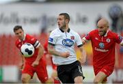 18 August 2014; Kurtis Byrne, Dundalk, in action against Alan Keane, Sligo Rovers. SSE Airtricity League Premier Division, Sligo Rovers v Dundalk, The Showgrounds, Sligo. Picture credit: Oliver McVeigh / SPORTSFILE