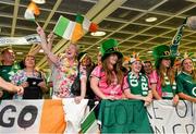 18 August 2014; Supporters await the arrival of the team in Dublin Airport on their return from the Women's Rugby World Cup in France. Dublin Airport, Dublin. Picture credit: Ramsey Cardy / SPORTSFILE