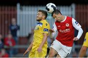 18 August 2014; Keith Fahey, St Patrick's Athletic, in action against Jason Hughes, Limerick. SSE Airtricity League Premier Division, St Patrick's Athletic v Limerick, Richmond Park,  Inchicore, Dublin. Picture credit: David Maher / SPORTSFILE