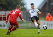 18 August 2014; Richie Towell, Dundalk, in action against Dave Cawley, Sligo Rovers. SSE Airtricity League Premier Division, Sligo Rovers v Dundalk, The Showgrounds, Sligo. Picture credit: Oliver McVeigh / SPORTSFILE