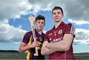 19 August 2014; U-21 stars Tony Kelly, Clare, Stephen McAfee, Antrim, Cathal Mannion, Galway, and Conor McDonald, Wexford, met today in Clanna Gael GAA Club ahead of the Bord Gáis Energy GAA Hurling U-21 All-Ireland Semi Final which take place this Saturday 23rd August in Semple Stadium, Thurles. Clare take on Ulster winners Antrim at 4pm while Galway face Leinster kingpins Wexford at 6pm. Both games will be shown live on TG4 and spectators can vote for their player of the match by using hBGE. Pictured are Wexford's Conor McDonald, left, and Galway's Cathal Mannion. Bord Gáis Energy GAA Hurling All-Ireland U21 Championship Semi-Final Photocall, Clanna Gael Fontenoy GAA Club, Ringsend, Dublin. Picture credit: Ramsey Cardy / SPORTSFILE