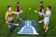 19 August 2014; U-21 stars Tony Kelly, Clare, Stephen McAfee, Antrim, Cathal Mannion, Galway, and Conor McDonald, Wexford, met today in Clanna Gael GAA Club ahead of the Bord Gáis Energy GAA Hurling U-21 All-Ireland Semi Final which take place this Saturday 23rd August in Semple Stadium, Thurles. Clare take on Ulster winners Antrim at 4pm while Galway face Leinster kingpins Wexford at 6pm. Both games will be shown live on TG4 and spectators can vote for their player of the match by using hBGE. Pictured are, from left, Clare's Tony Kelly, Galway's Cathal Mannion, Wexford's Conor McDonald and Antrim's Stephen McAfee. Bord Gáis Energy GAA Hurling All-Ireland U21 Championship Semi-Final Photocall, Clanna Gael Fontenoy GAA Club, Ringsend, Dublin. Picture credit: Ramsey Cardy / SPORTSFILE