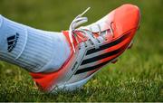 19 August 2014; A general view of Conor Murray's boot during Munster squad training ahead of their pre-season game against Gloucester on Saturday. Munster Rugby Squad Pre-Season Training, Cork Institute of Technology, Cork. Picture credit: Diarmuid Greene / SPORTSFILE