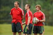 19 August 2014; Munster coaching staff, from left to right, technical advisor Mick O'Driscoll, assistant coach Ian Costello and scrum coach Jerry Flannery during squad training ahead of their pre-season game against Gloucester on Saturday. Munster Rugby Squad Pre-Season Training, Cork Institute of Technology, Cork. Picture credit: Diarmuid Greene / SPORTSFILE